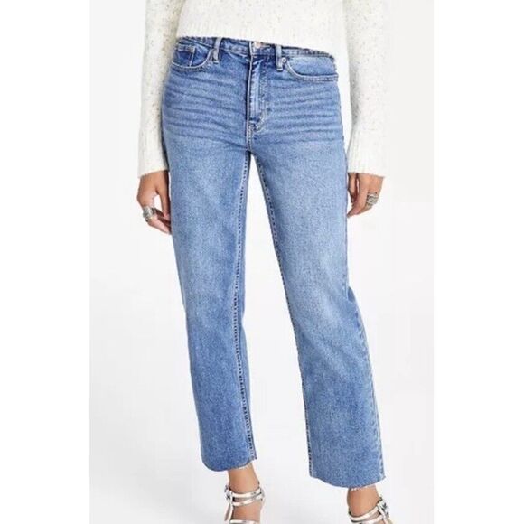 Calvin Klein Womens High Rise Straight Leg Jeans Blue‎ Denim Pockets Size 29 - Picture 1 of 8